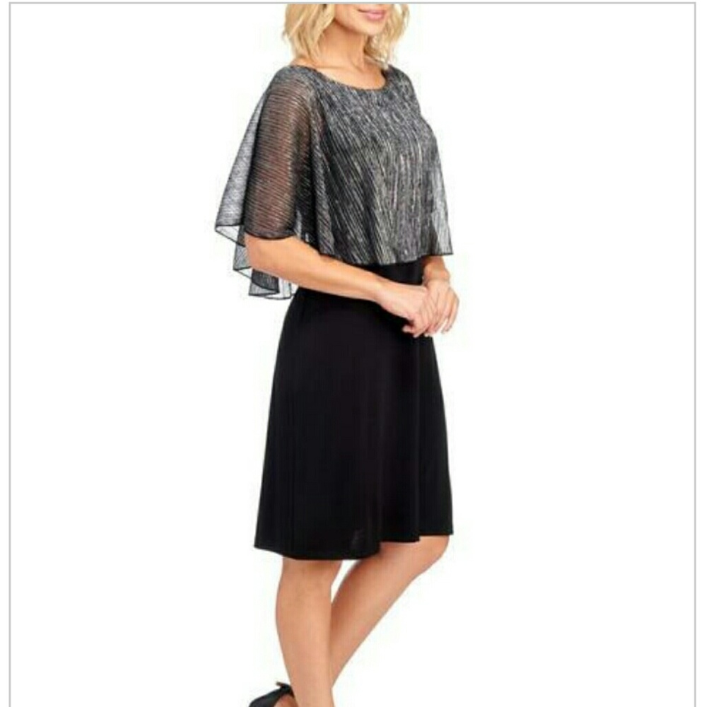 Petite Lurex Striped Overlay Shift Dress - Picture 3 of 4